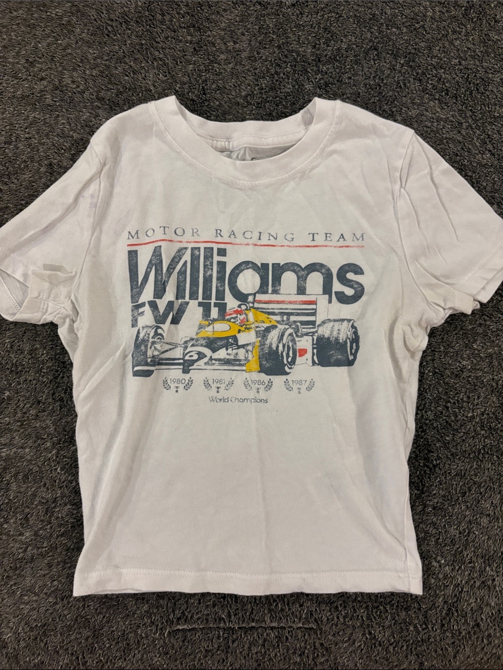 Hollister White Williams Motor Racing Team Graphic Tee with Yellow Accent